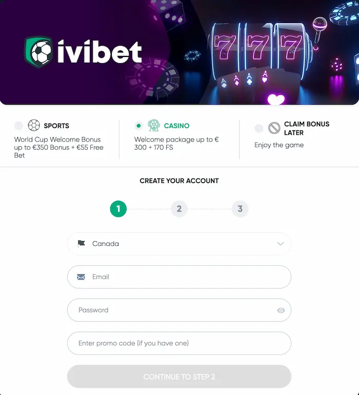 IviBet Casino CA reg